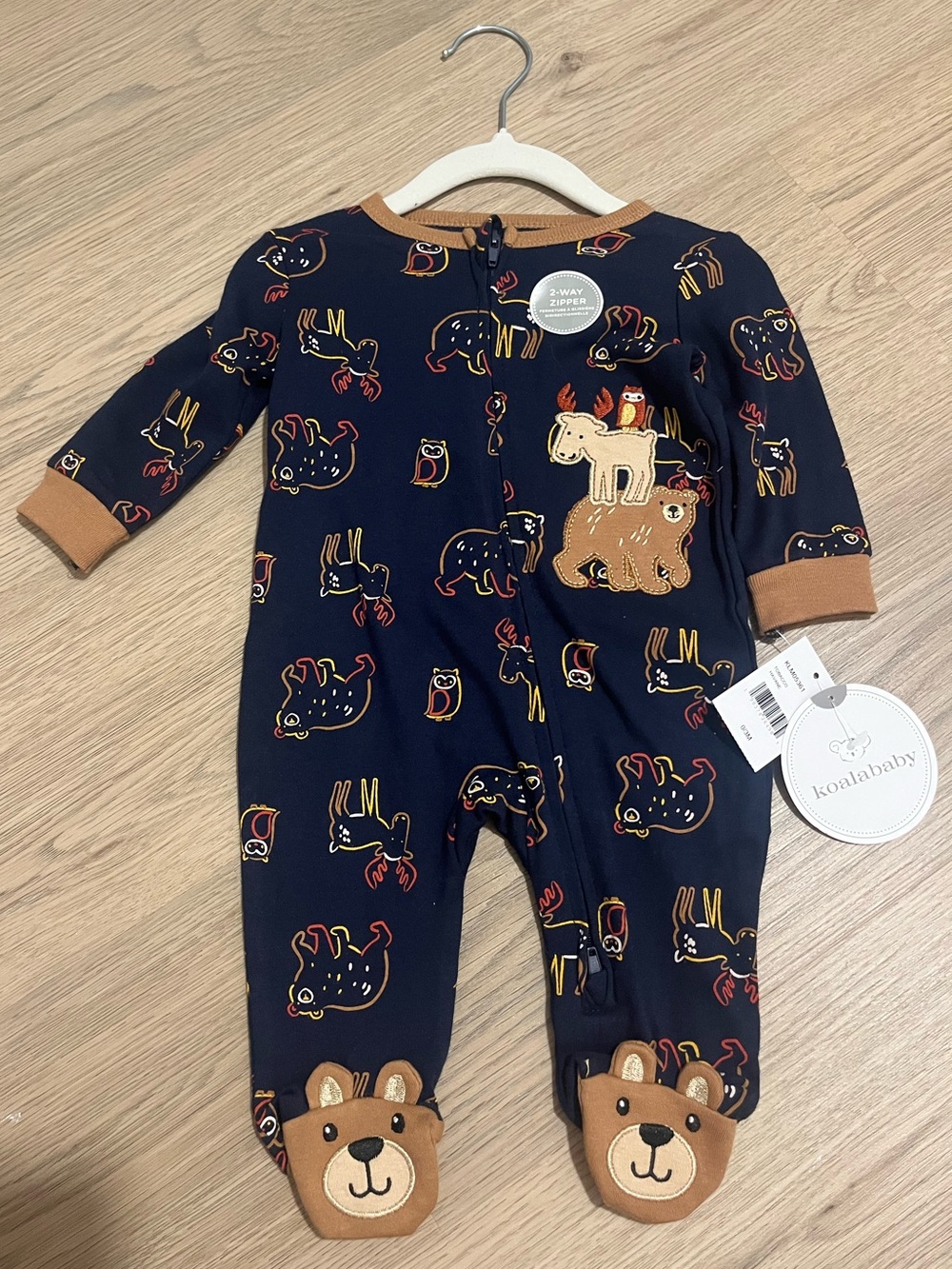 Koala Baby Navy Animal Print Footed One-Piece